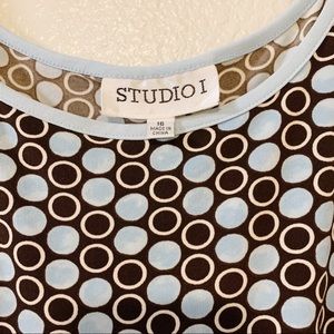 Polka Dot A-line Tank Dress Plus Size 16 EUC Blue